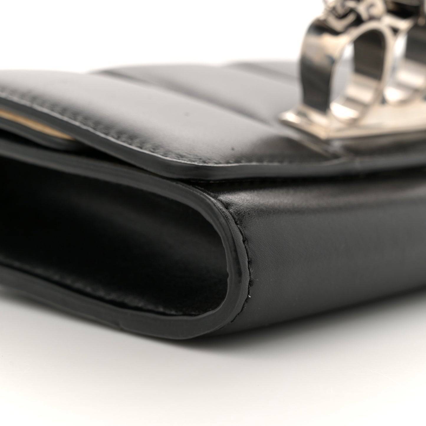 Calfskin Small Slash Bag Black White
