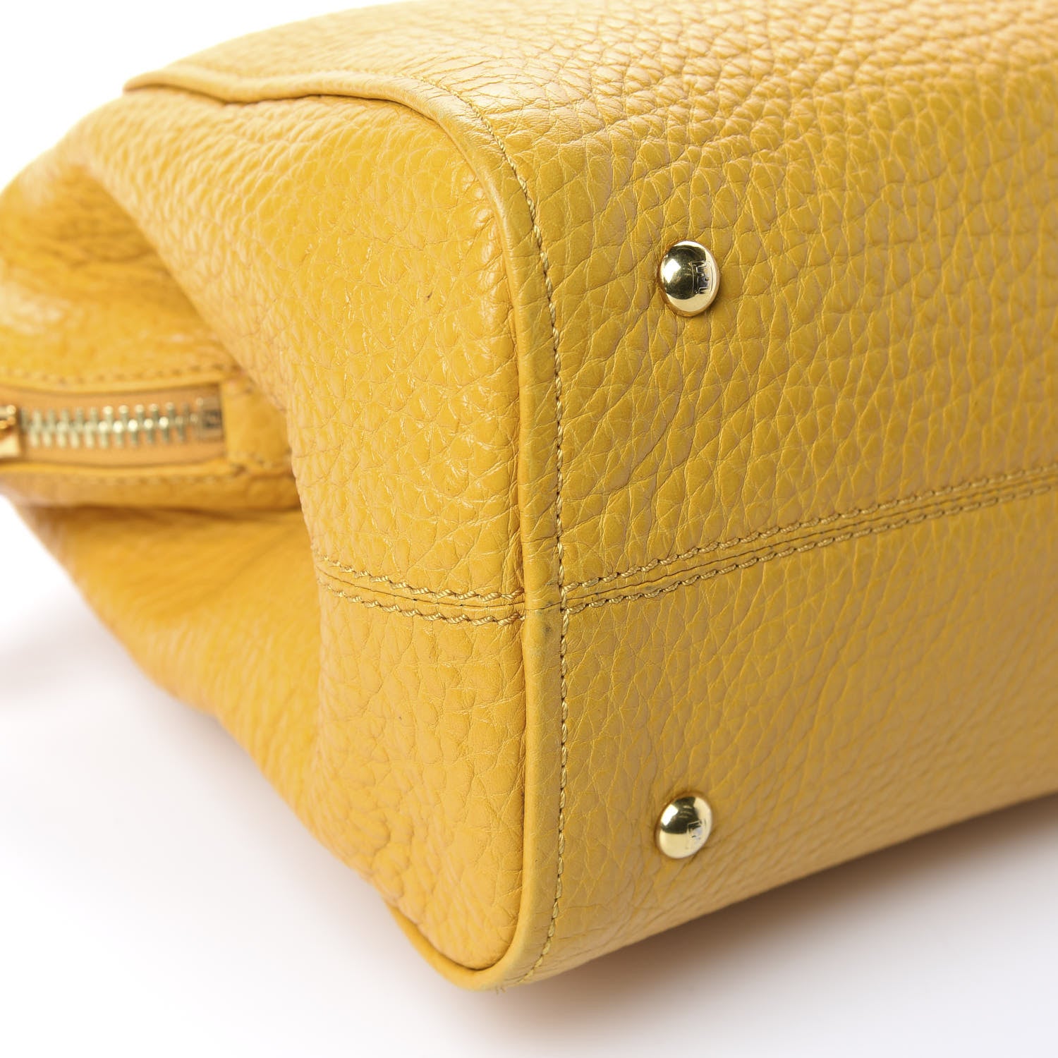 Fendi Pebbled Calfskin Small Chameleon Tote Yellow 6 of 10