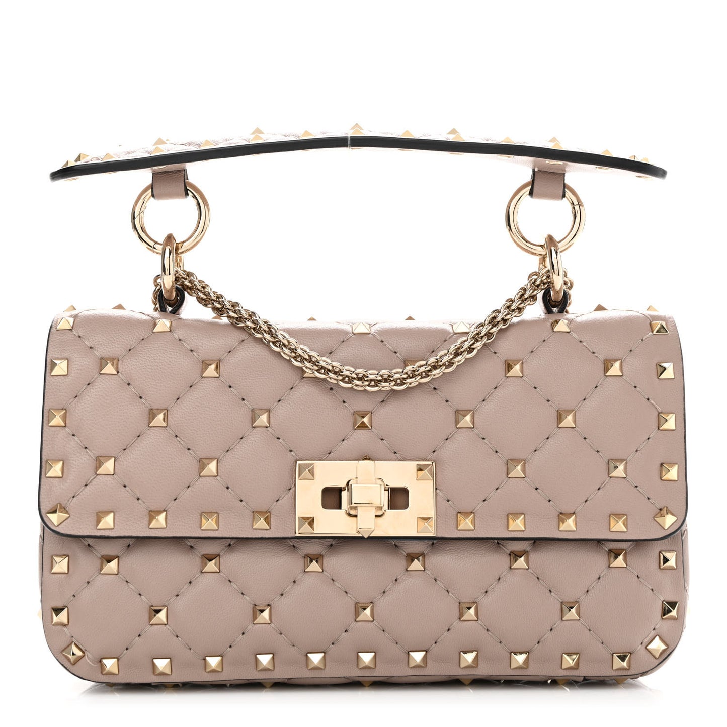 Nappa Small Rockstud Spike Shoulder Bag Poudre