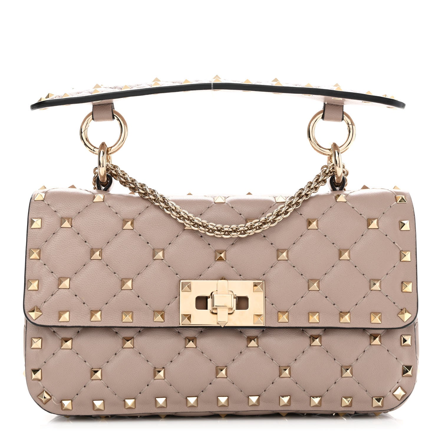 Valentino Garavani Nappa Small Rockstud Spike Shoulder Bag Poudre 1 of 10