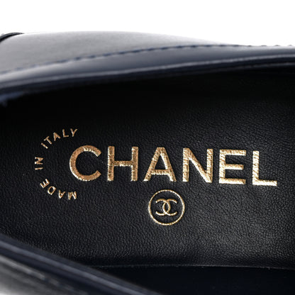 Chanel Lambskin Quilted CC Turnlock Loafers 40 Navy 8 of 10