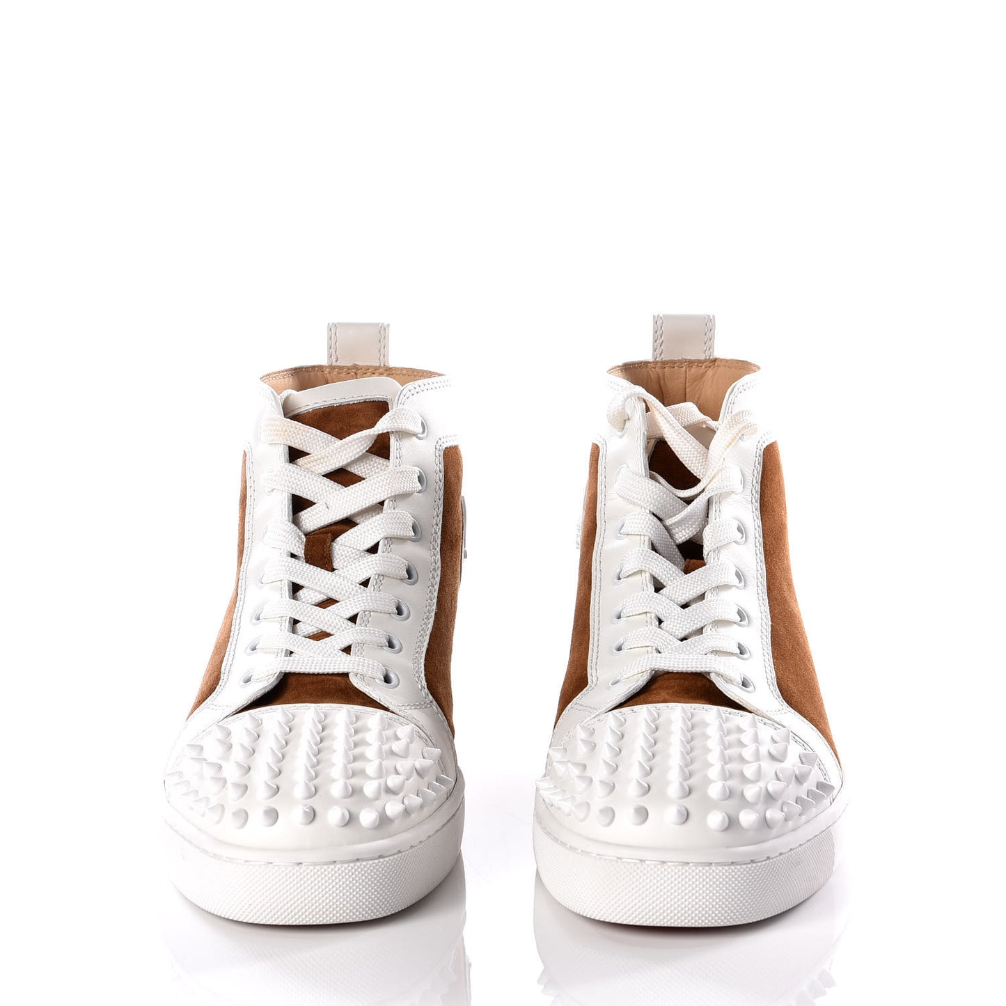 Calfskin Suede Mens Louis Spikes Flat Sneakers 41.5 White Indiana