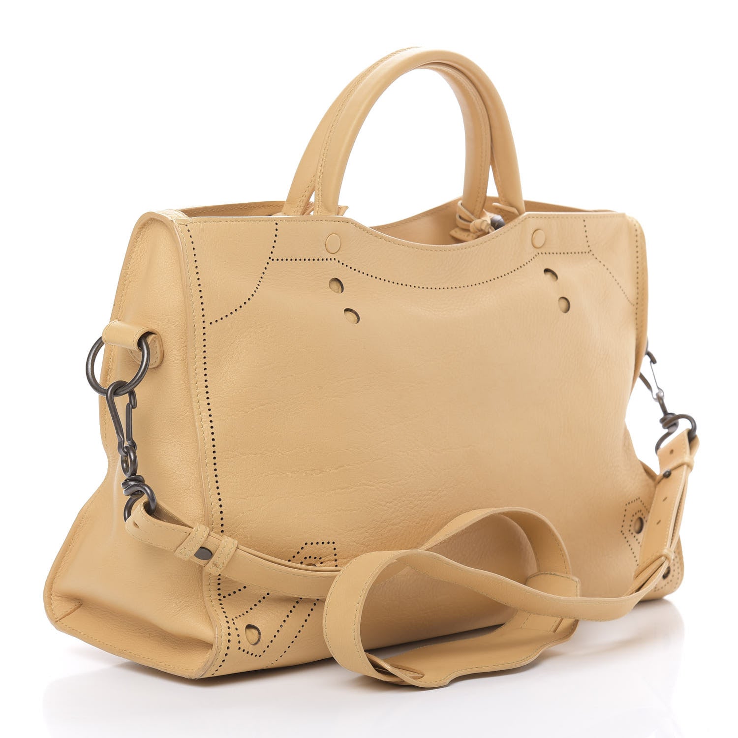 Balenciaga Calfskin Blackout Hardware Perforated City Beige Ocre 3 of 18