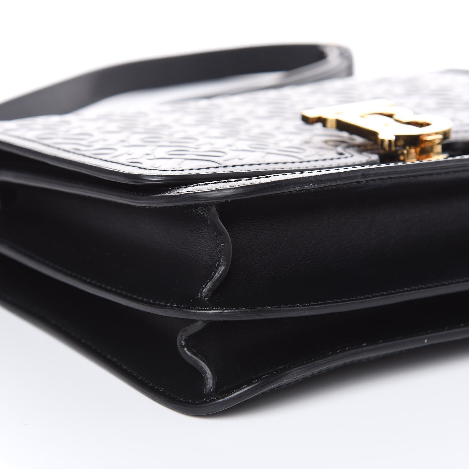 Burberry Calfskin Monogram Embossed Medium TB Bag Black 8 of 9
