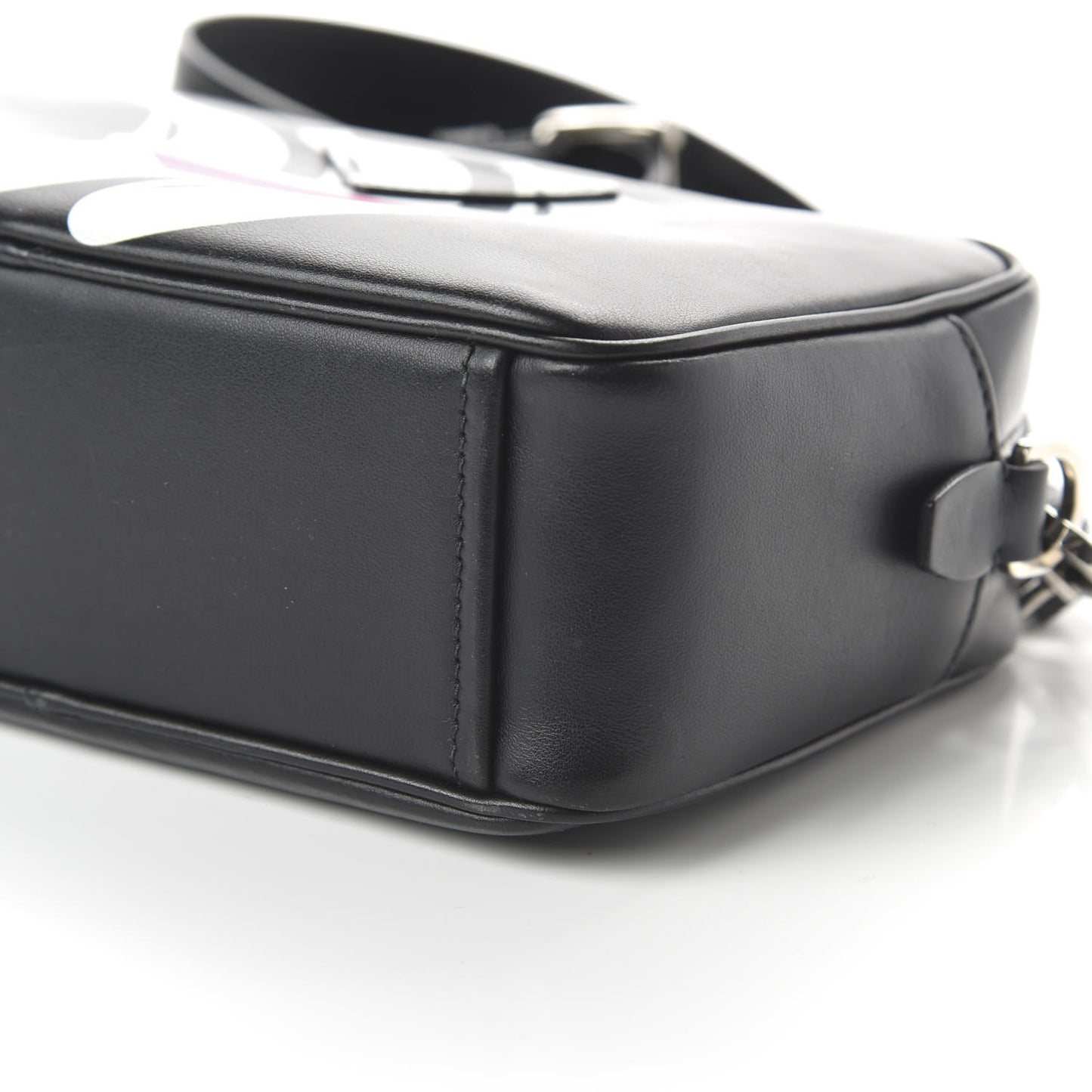 City Calf Banana Print Camera Bag Black Fuchsia