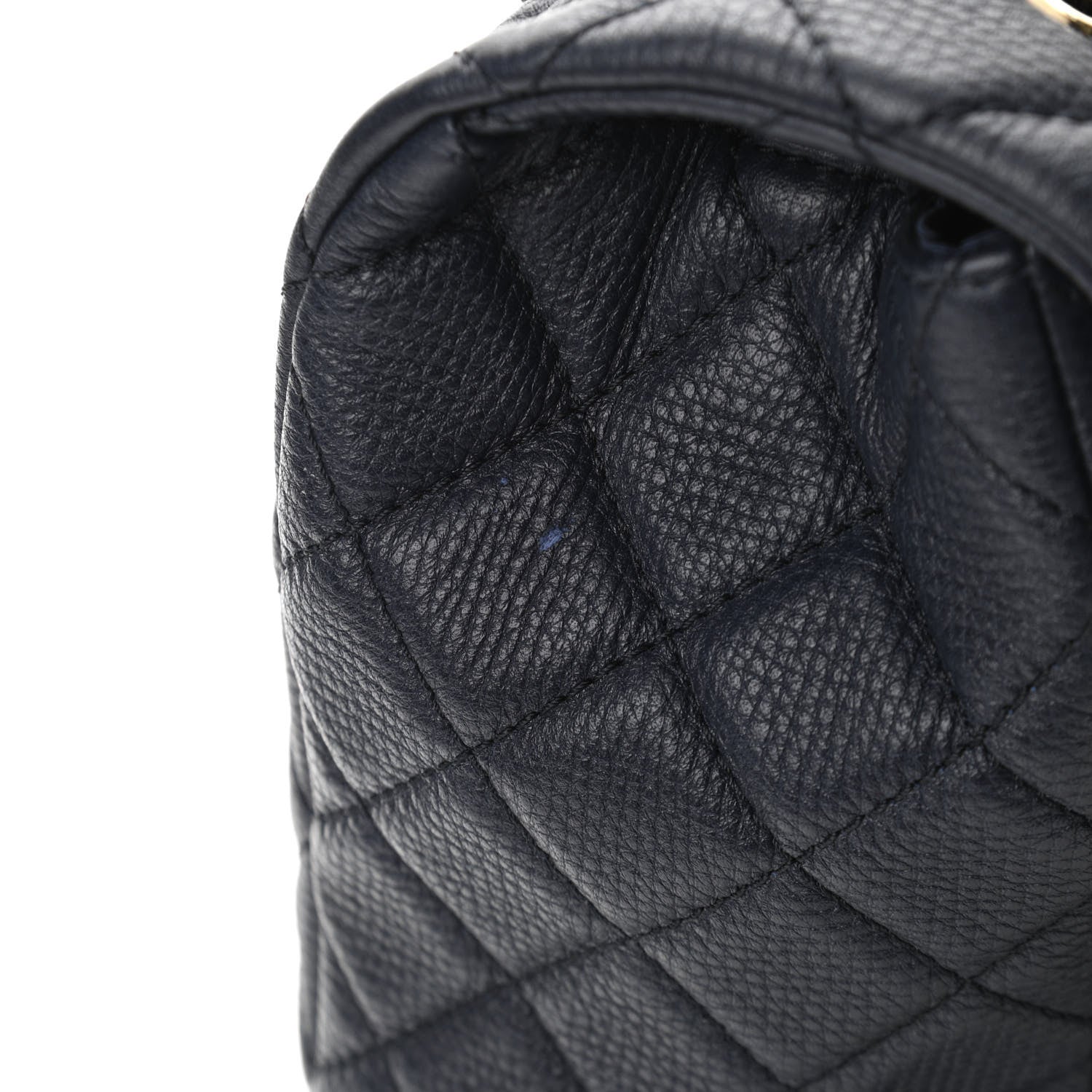 Chanel Metallized Calfskin Quilted Small XXL Travel Flap Bag Navy 10 of 10
