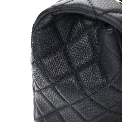 Chanel Metallized Calfskin Quilted Small XXL Travel Flap Bag Navy 10 of 10