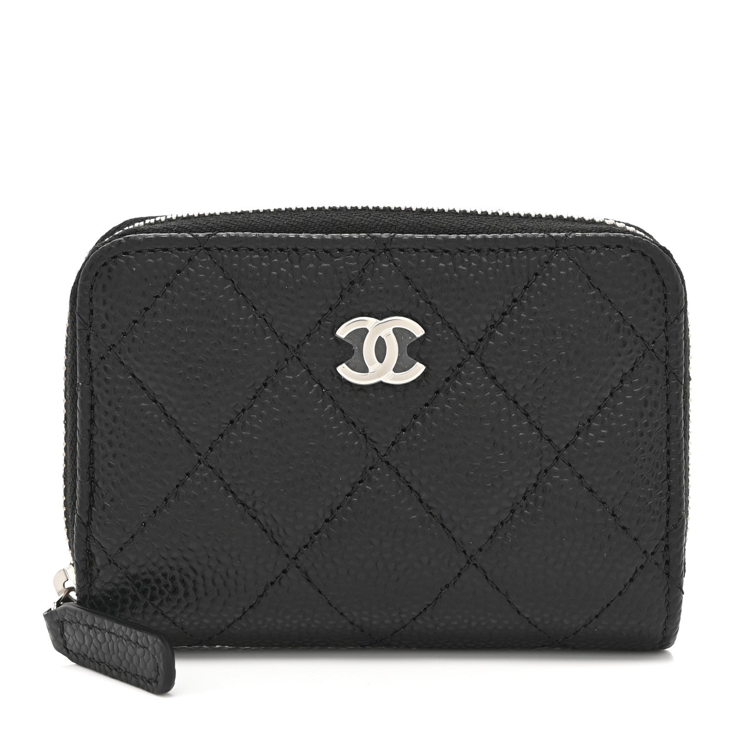 Caviar Quilted Zip Coin Purse Black