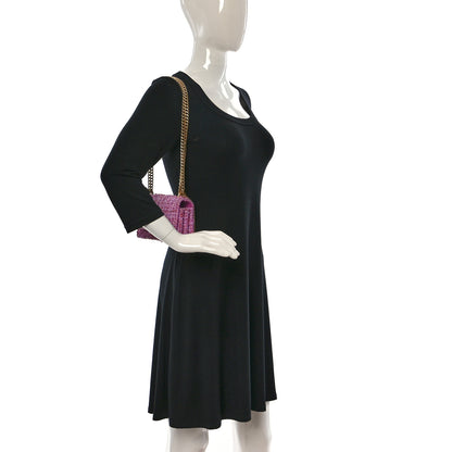 Chanel Tweed Enamel Quilted Pending CC Mini Wallet On Chain WOC Pink Purple 2 of 10