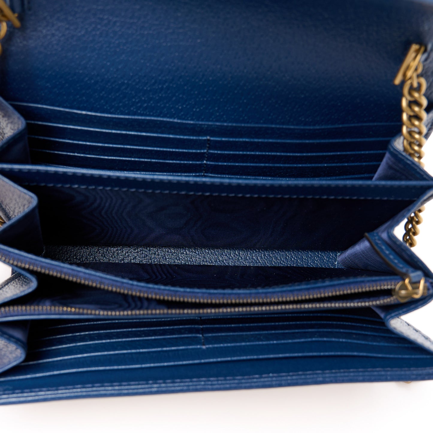 Raffia GG Monogram Matelasse GG Marmont Chain Wallet Mystic White Royale Natural