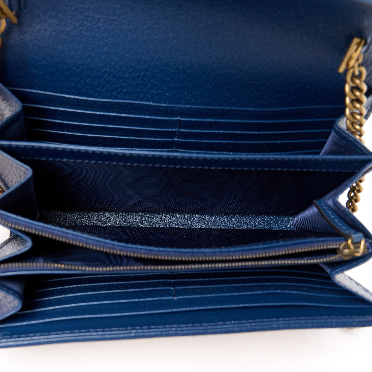 Gucci Raffia GG Monogram Matelasse GG Marmont Chain Wallet Mystic White Royale Natural 5 of 10