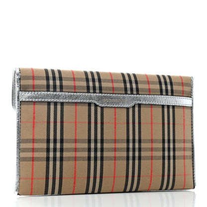 Burberry Canvas Smooth Calfskin 1983 Knight Check Medium Envelope Pouch Silver 3 of 7