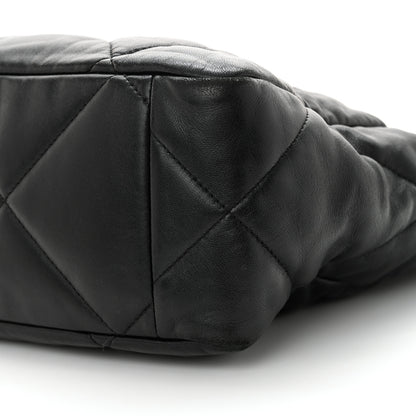 Chanel Lambskin Quilted Chanel 19 East West Shopping Bag Black 10 of 13