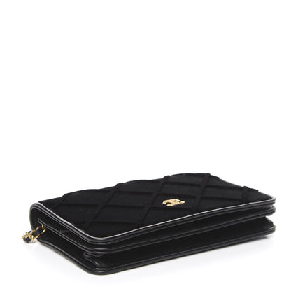 Chanel Velvet Quilted Wallet On Chain WOC Black 4 of 15