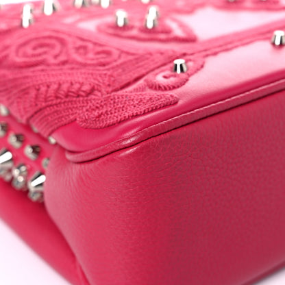 Christian Louboutin Calfskin Small Triloubi Embroidered Studded Chain Bag Pink 7 of 13