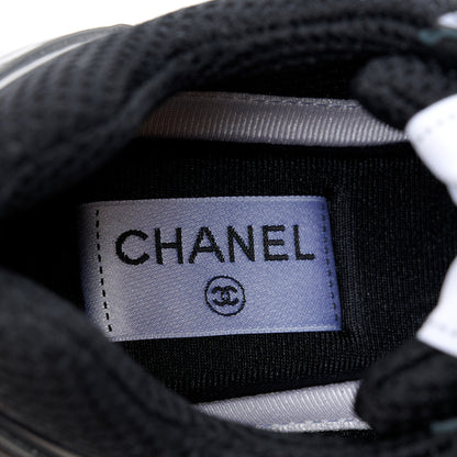 Chanel Fabric Laminated Calfskin Stretch CC Womens Sneakers 39.5 Black 7 of 9