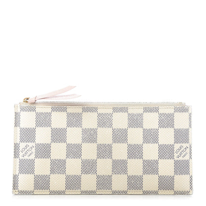 Louis Vuitton Damier Azur Felicie Chain Wallet Zippered Insert Rose Ballerine 1 of 8