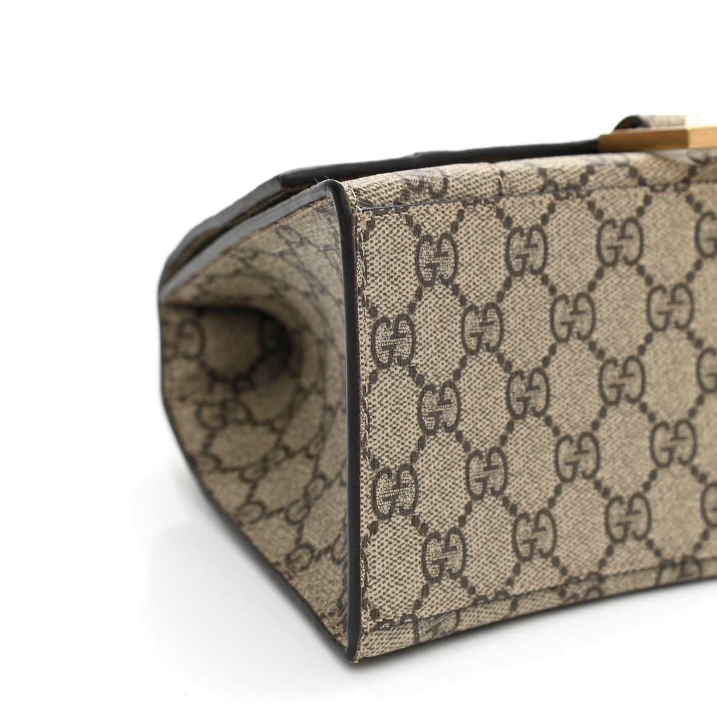X GUCCI GG Supreme Monogram Small Hourglass Top Handle Bag Beige Ebony