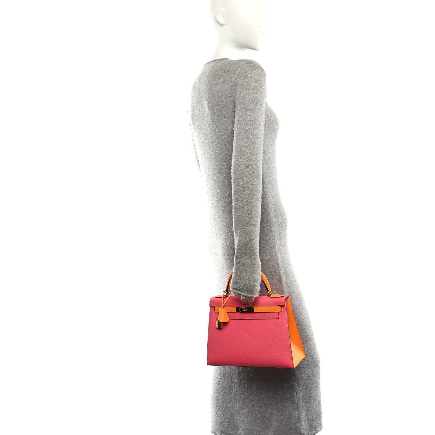 Hermes Epsom Horseshoe Kelly Sellier 28  Rose Azalee Jaune D'or 2 of 10