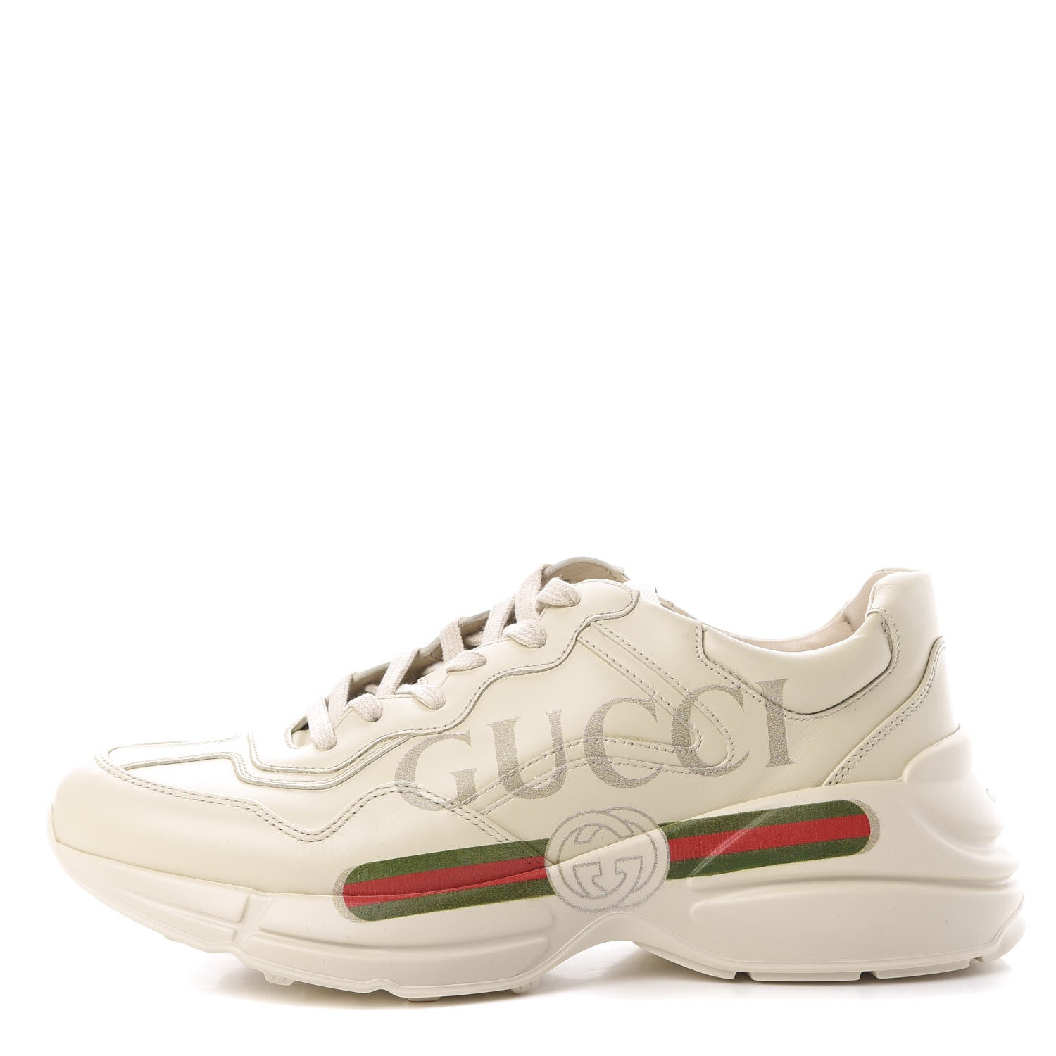 Gucci Calfskin Logo Mens Rhyton Sneakers 8 Ivory 1 of 9
