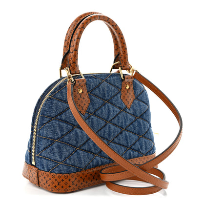Louis Vuitton Denim Calfskin Reverse Monogram Malletage Alma BB Blue 3 of 10