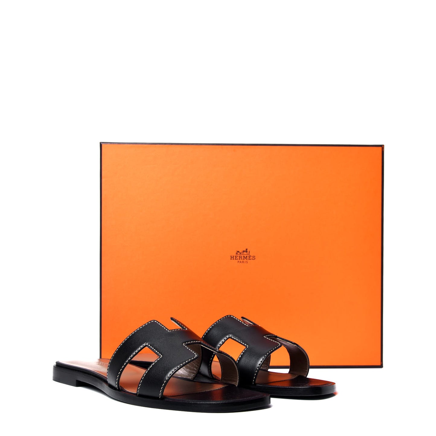 Box Calfskin Oran Sandals 36.5 Black