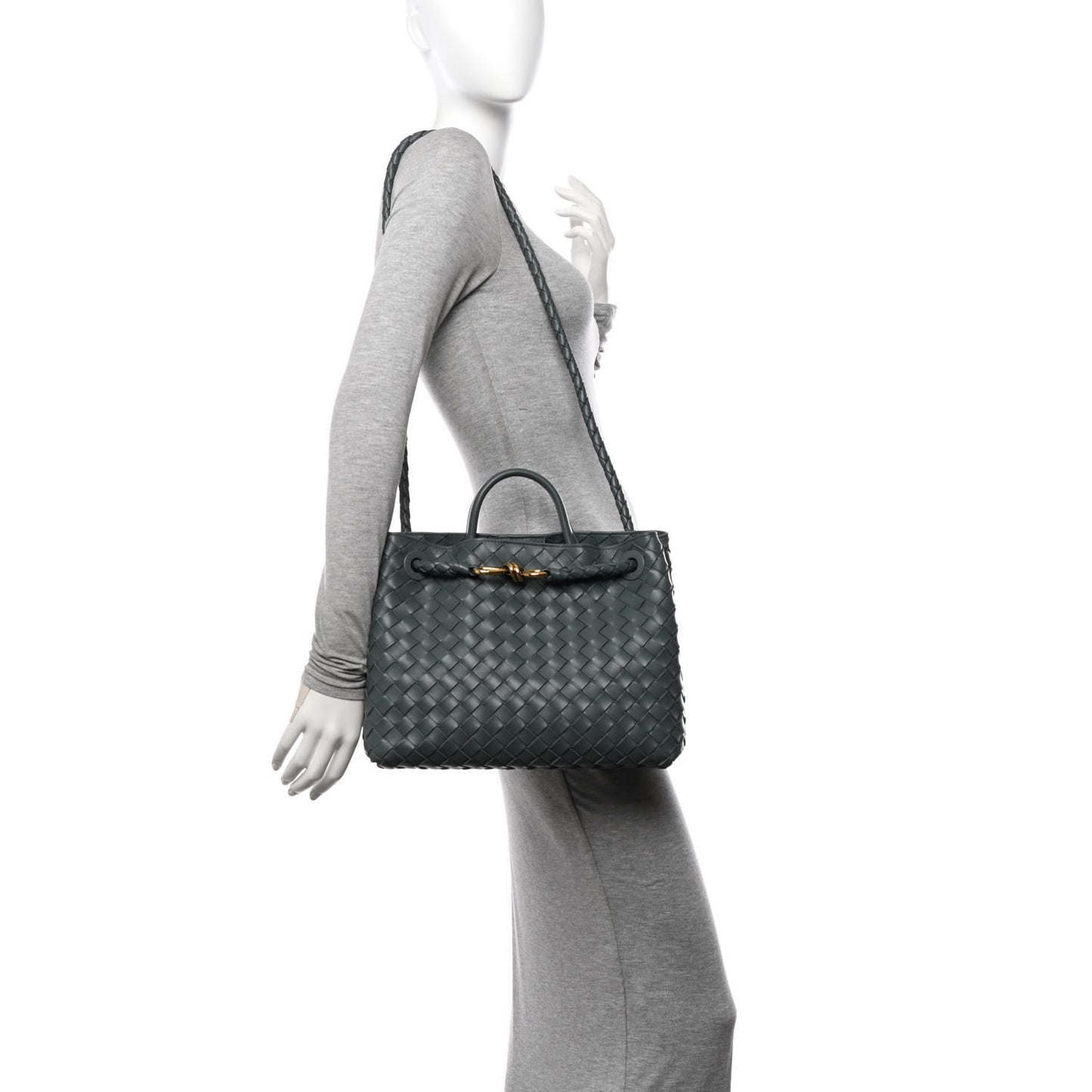 Nappa Intrecciato Medium Andiamo Shoulder Bag Slate
