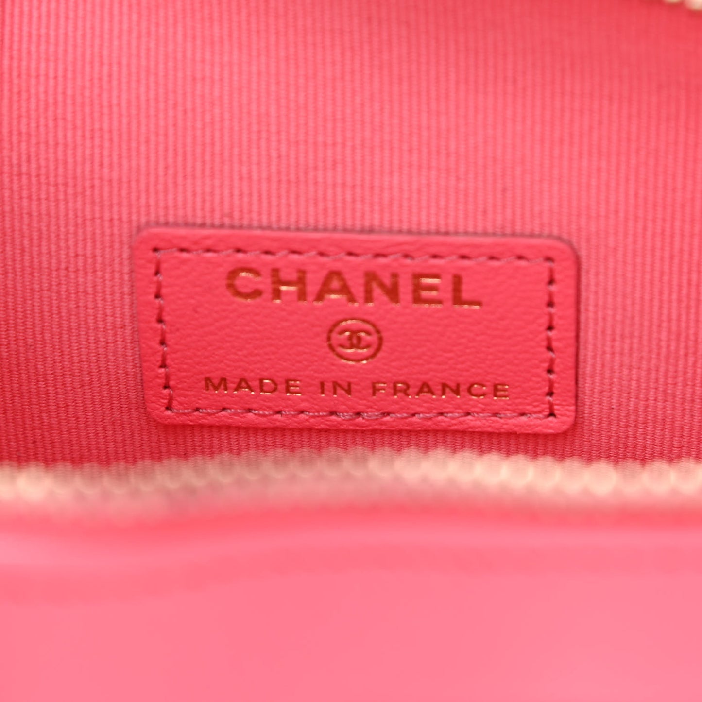 Lambskin Quilted CC In Love Heart Clutch With Chain Pink