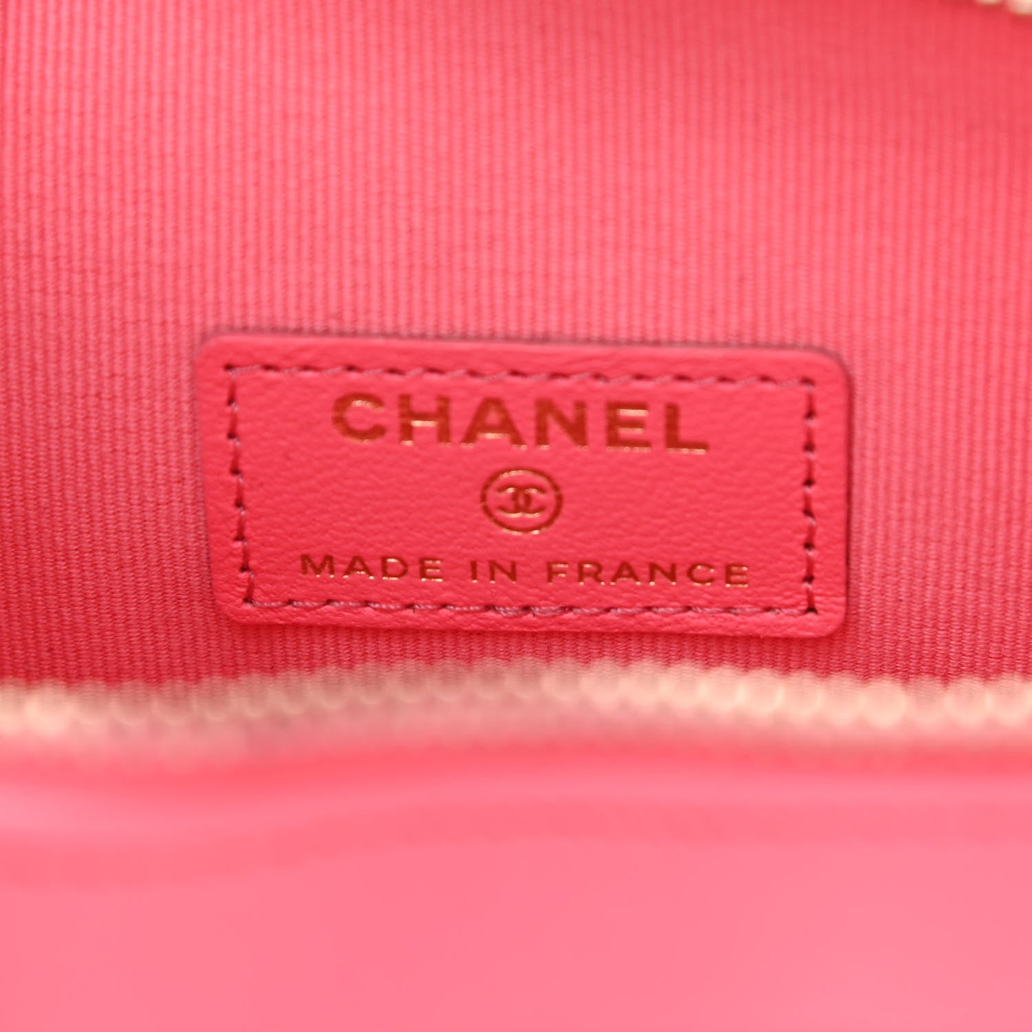 Chanel Lambskin Quilted CC In Love Heart Clutch With Chain Pink 6 of 13