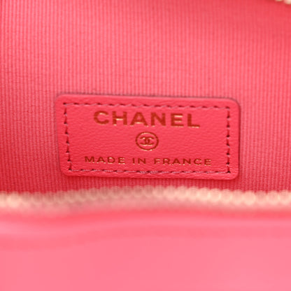 Chanel Lambskin Quilted CC In Love Heart Clutch With Chain Pink 6 of 13