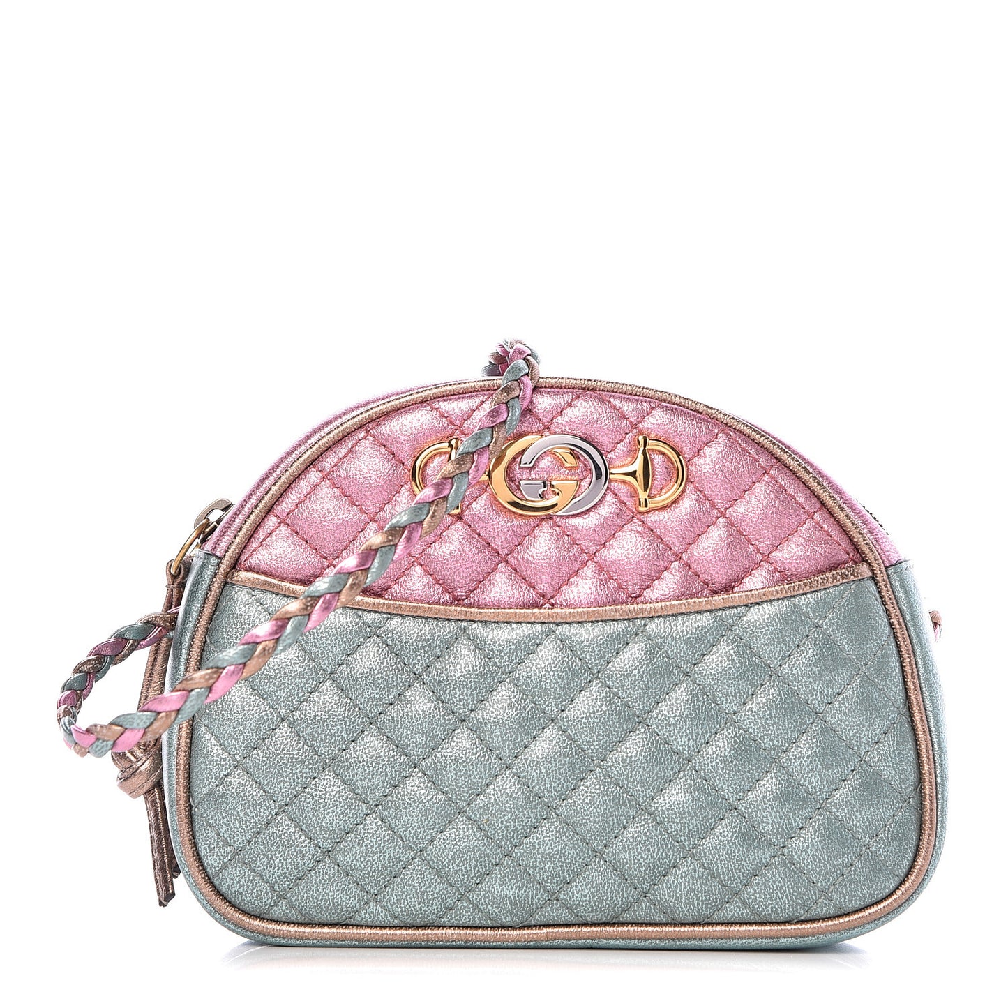 Laminated Nappa Trapuntata Mini Zumi Dome Shoulder Bag Rosa Lago Rame