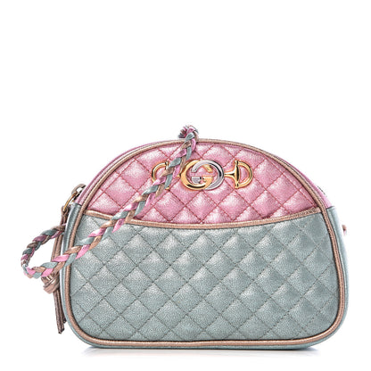 Gucci Laminated Nappa Trapuntata Mini Zumi Dome Shoulder Bag Rosa Lago Rame 1 of 11