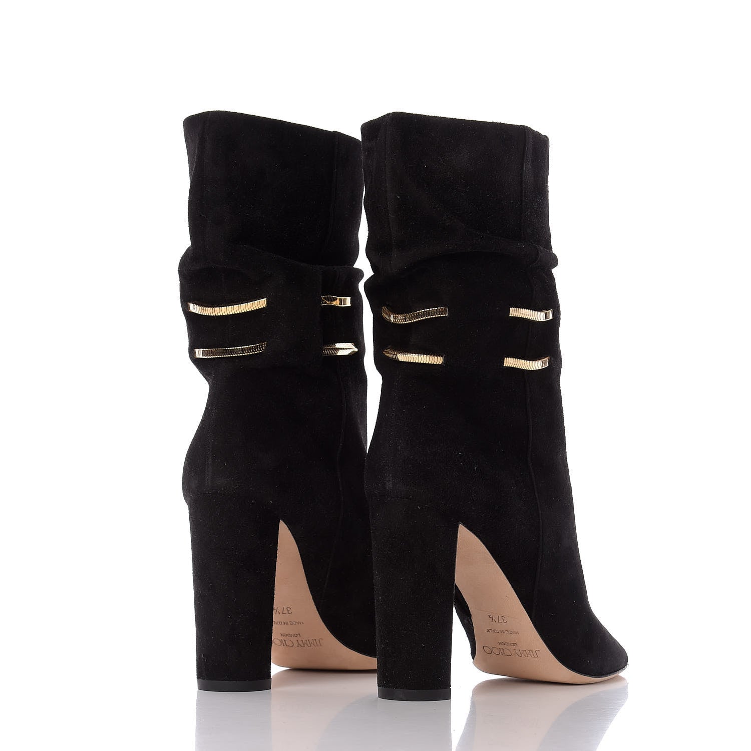 Jimmy Choo Suede Mysen 100 Open Toe Boots 37.5 Black 4 of 10