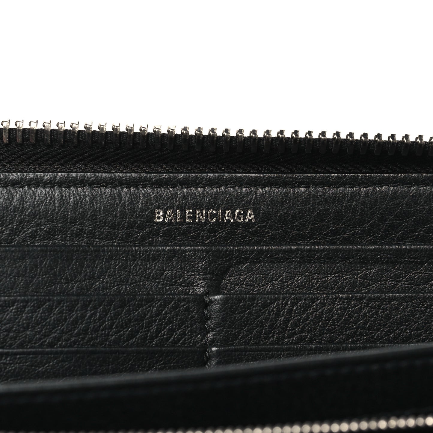 Calfskin Papier Zip Around Wallet Black