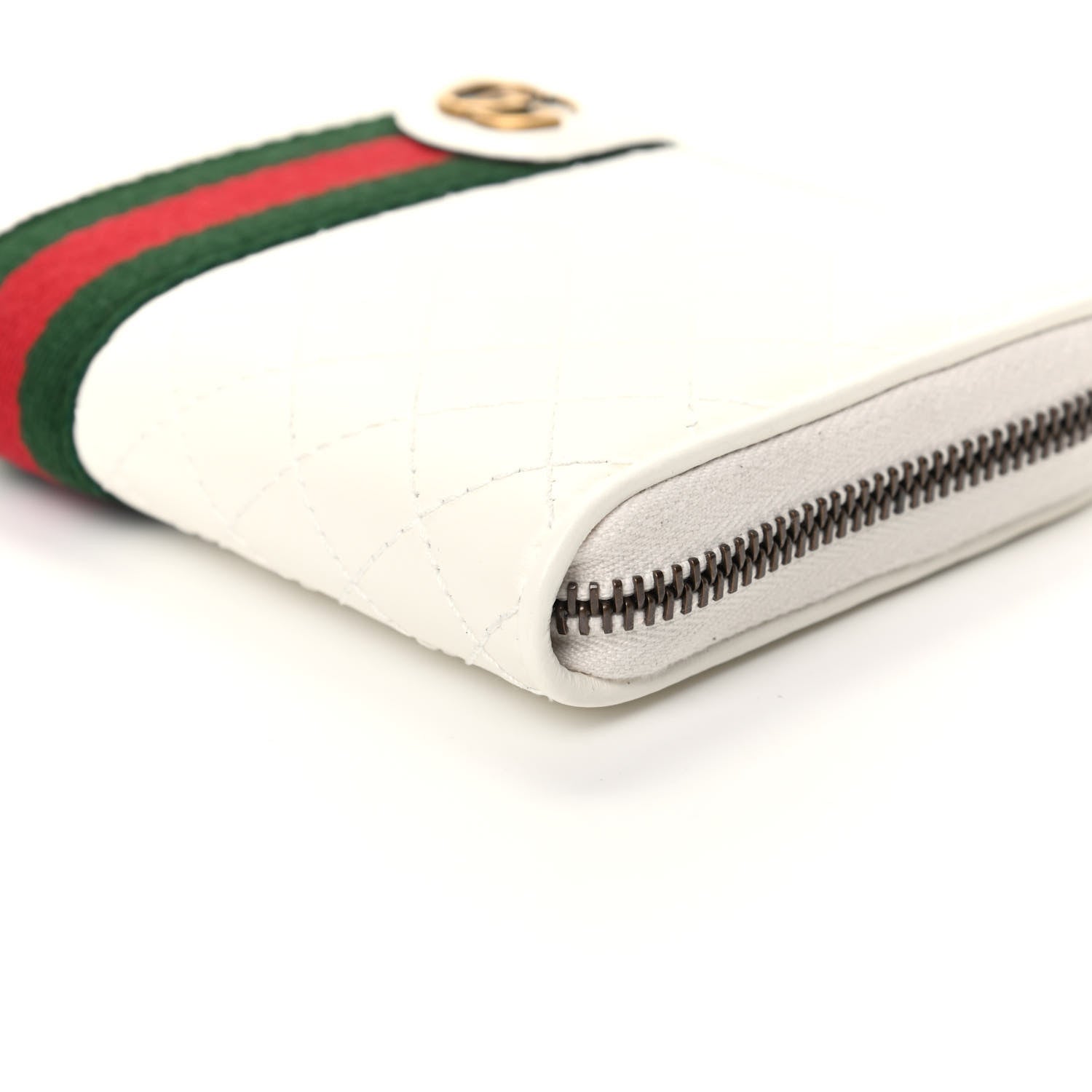 Gucci Calfskin Web Trapuntata GG Zip Around Wallet Off White 8 of 8