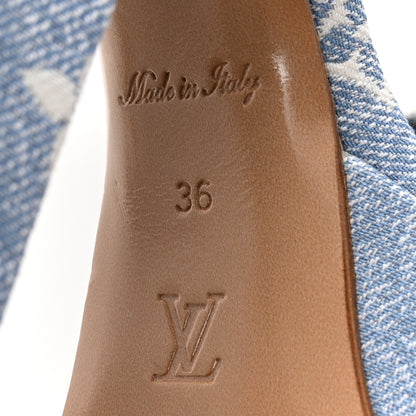 Louis Vuitton Monogram Jacquard Denim Platform Sandals 36 Blue 8 of 12