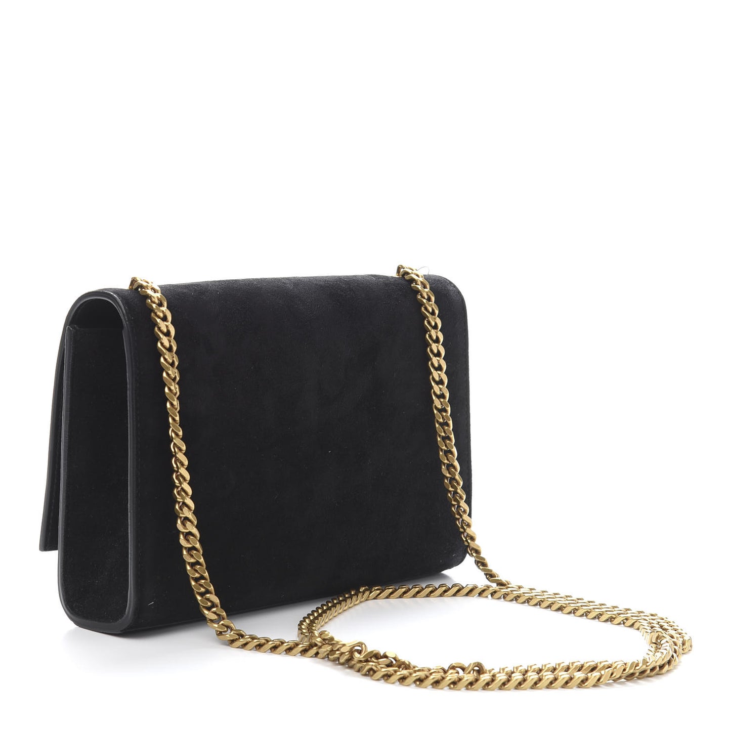 Suede Small Classic Monogram Palm Tree Kate Satchel Black