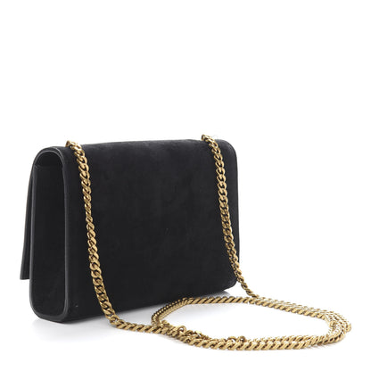 Saint Laurent Suede Small Classic Monogram Palm Tree Kate Satchel Black 3 of 10