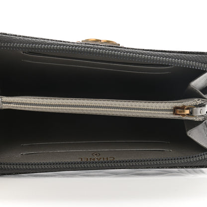 Chanel Cracked Metallic Calfskin Quilted Medium Boy Zip Around Wallet Dark Silver 9 of 18