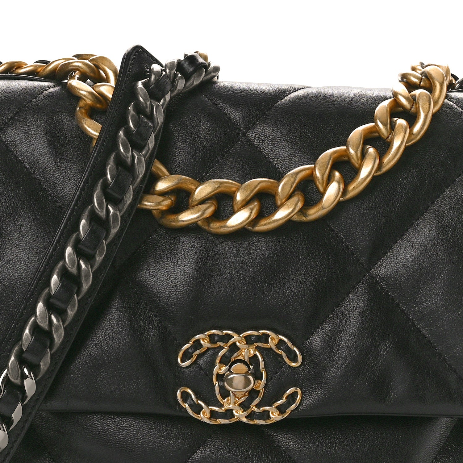 Chanel Goatskin Quilted Large Chanel 19 Flap Black 8 of 12