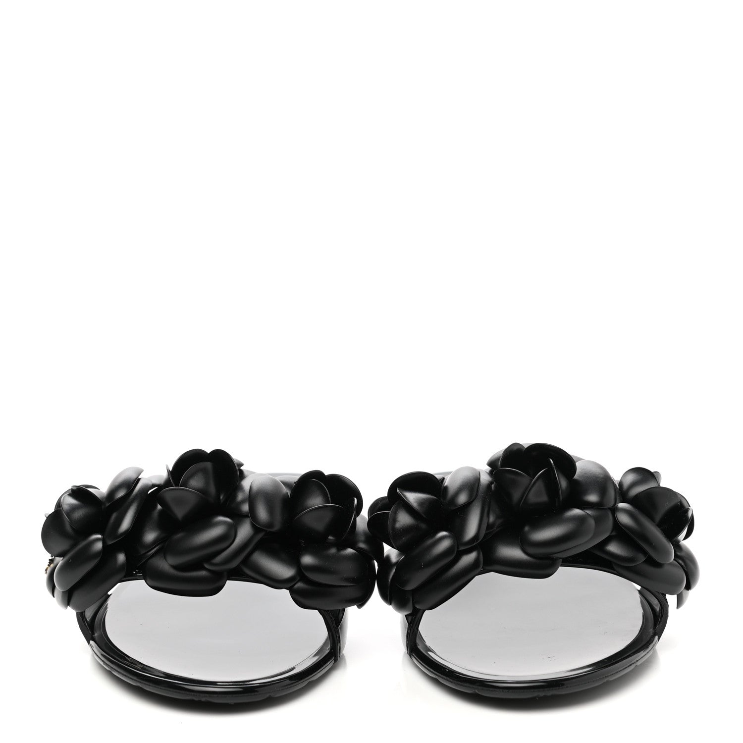 Chanel Patent Camellia CC Slides 36 Black 2 of 9