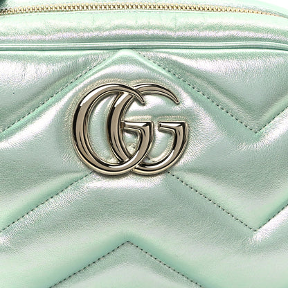 Gucci Iridescent Nappa Chevron Matelasse Small GG Marmont Chain Shoulder Bag Iridescent Salvy Green 8 of 12