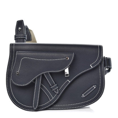 Christian Dior X KAWS Grained Calfskin Saddle Pouch Navy Blue 1 of 8