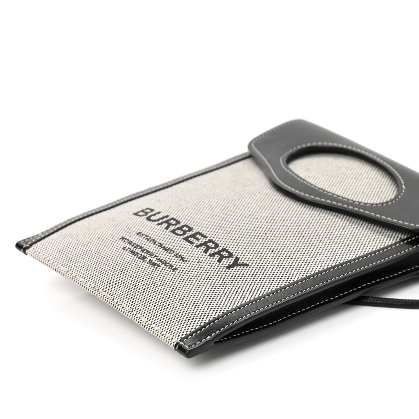 Cotton Canvas Calfskin Two Tone Phone Case Black