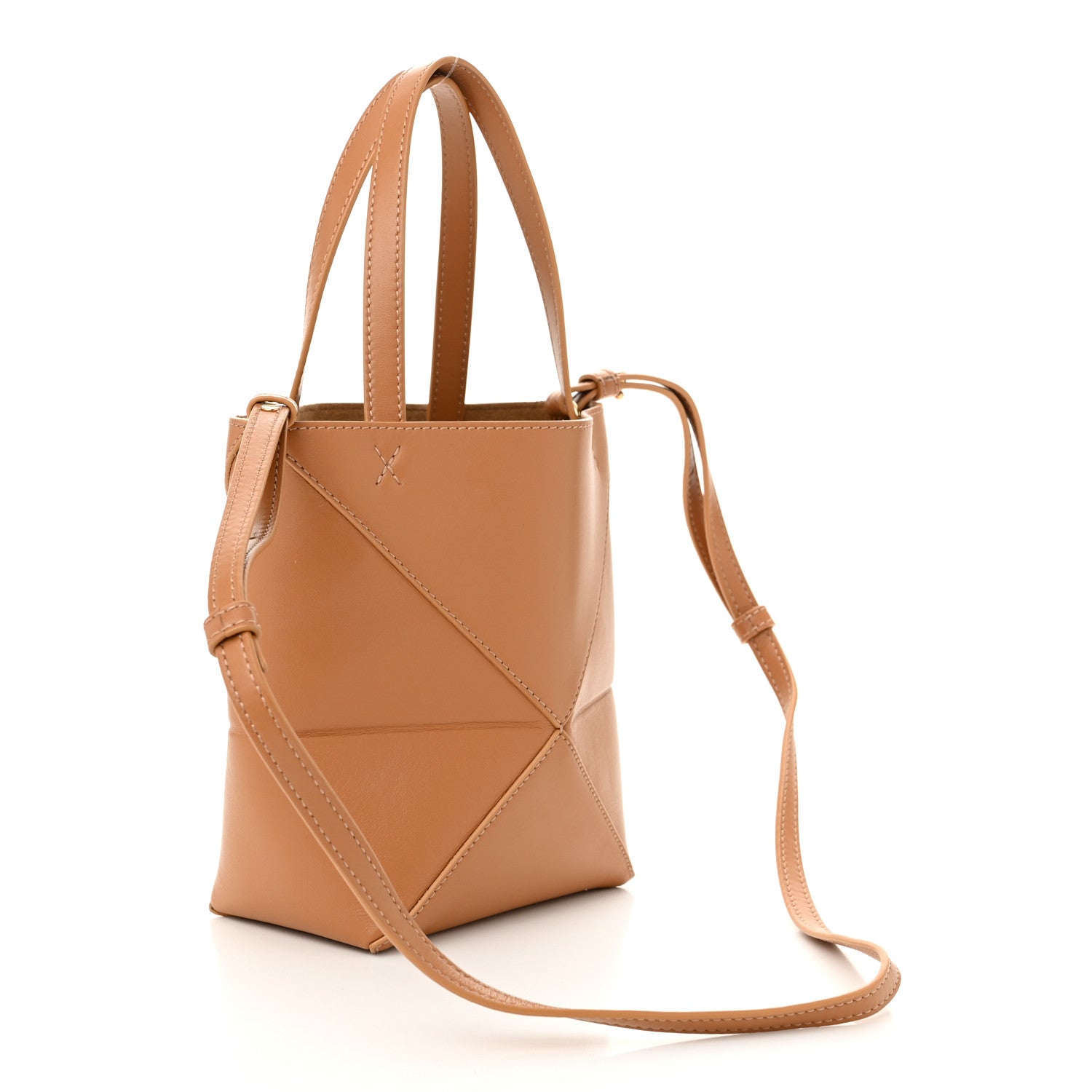 Loewe Shiny Calfskin Mini Puzzle Fold Tote Warm Desert 3 of 8