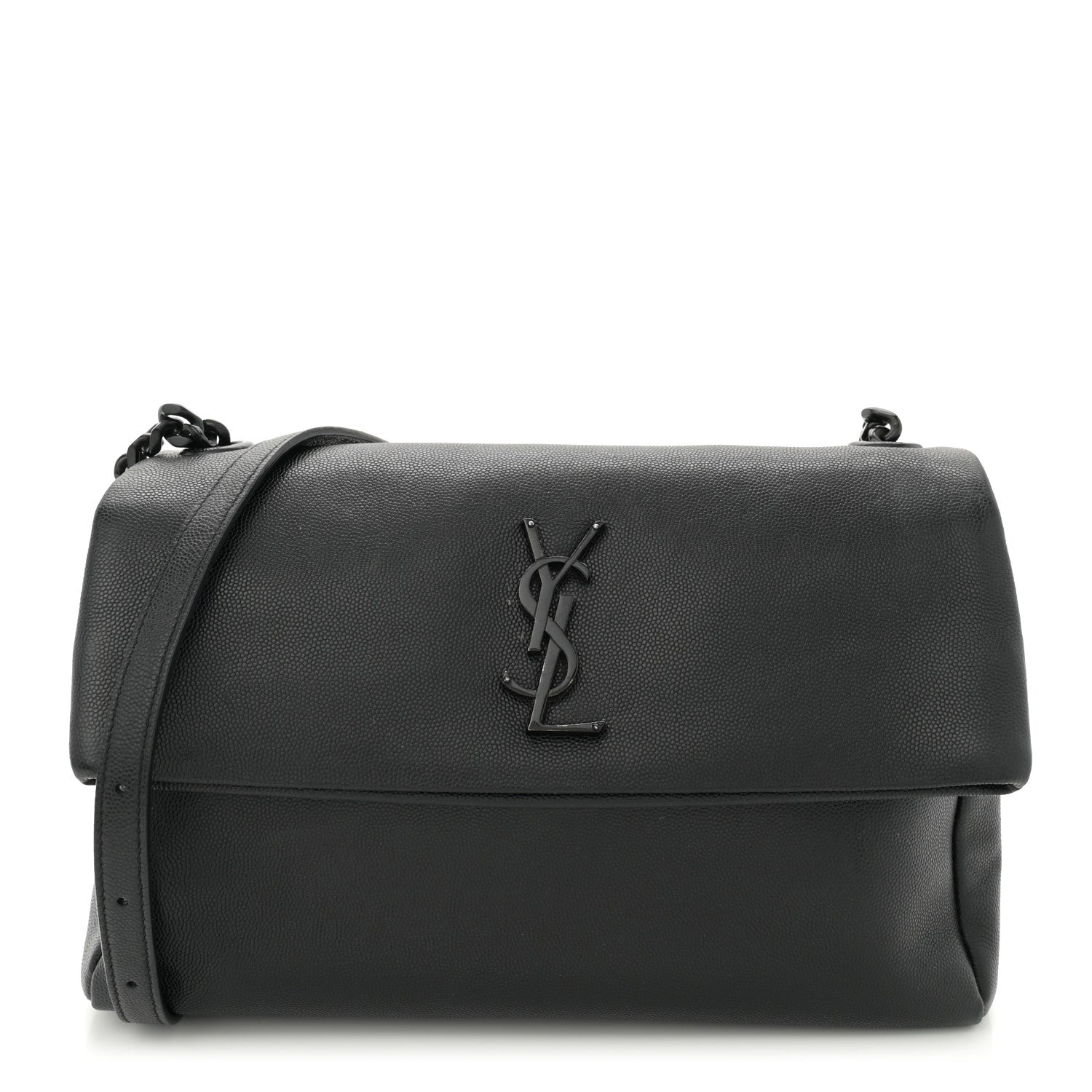 Saint Laurent Grain De Poudre Medium West Hollywood Monogram Fold-Over Black 1 of 11