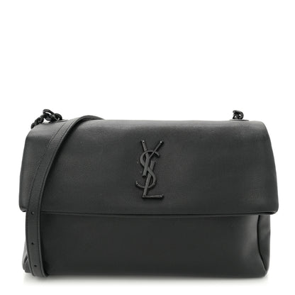 Saint Laurent Grain De Poudre Medium West Hollywood Monogram Fold-Over Black 1 of 11