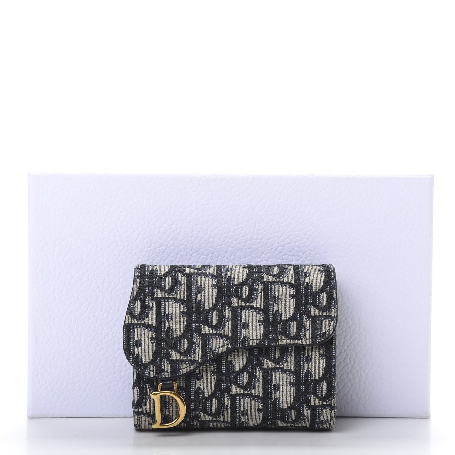 Christian Dior Oblique Saddle Lotus Wallet Blue 10 of 10