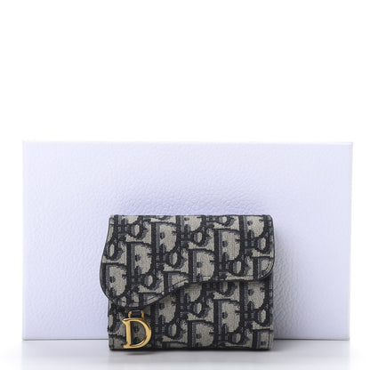 Christian Dior Oblique Saddle Lotus Wallet Blue 10 of 10