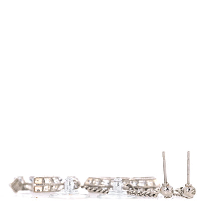 Chanel Baguette Crystal CC Drop Earrings Silver 3 of 5